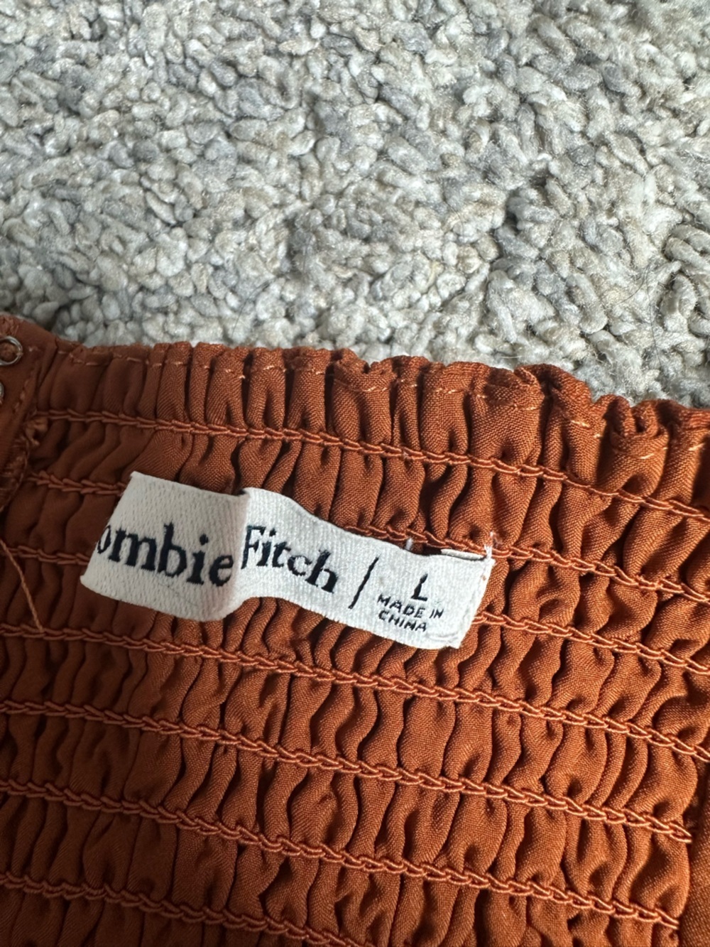 Abercrombie & Fitch Long Sleeve Draped Bodice Mini Dress Large Orange Spice - Picture 10 of 16